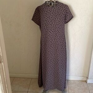 Vintage Rena Rowan Short Sleeve Grey Polka Dot Maxi Dress